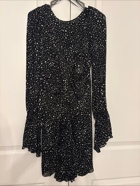 Black and White Polka Dot Long-Sleeve Skirt